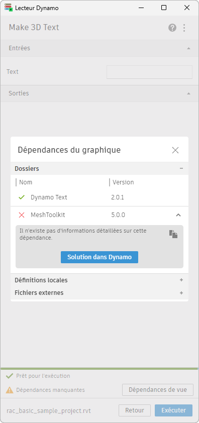 image  boîte de dialogue Dépendances du graphique