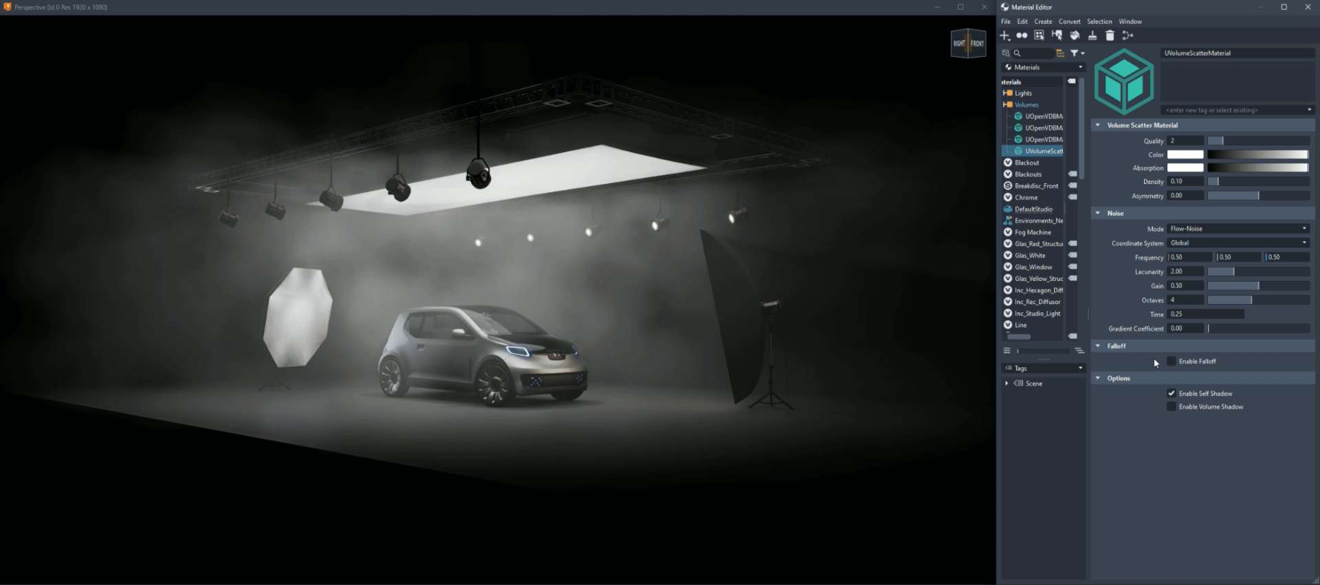 散乱ボリュームのフォールオフ