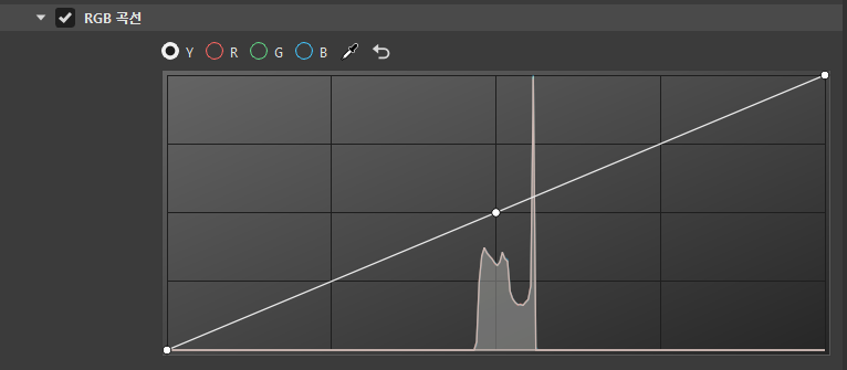 RGB 곡선 섹션의 히스토그램