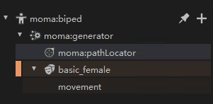 “运动生成器编辑器”(MotionMaker Editor)窗口 - 大纲视图