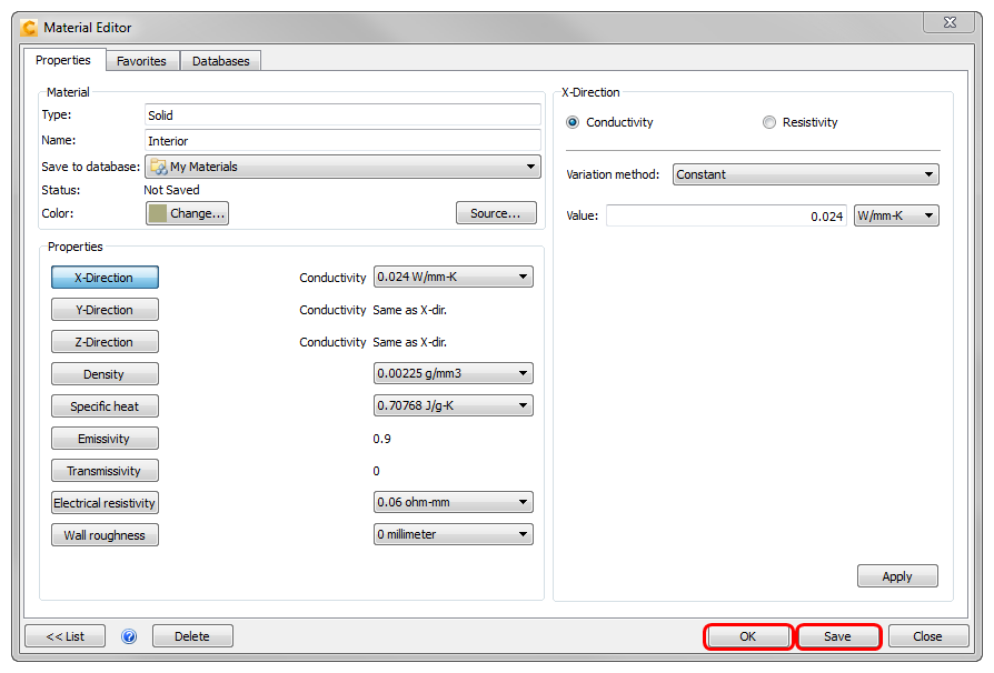save custom material