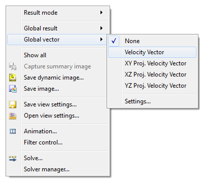 velocity vector menu