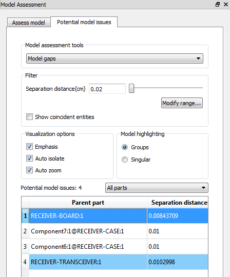 model gaps select