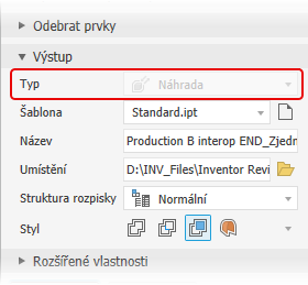 Výstup v podobě zjednodušené náhrady