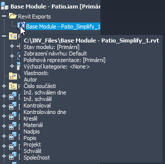 Zobrazení exportovaných vlastností