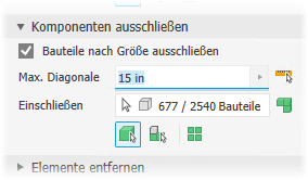 Komponenten nach Größe ausschließen
