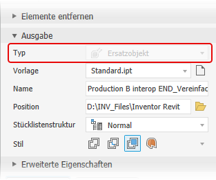 Ausgabe als vereinfachtes Ersatzobjekt