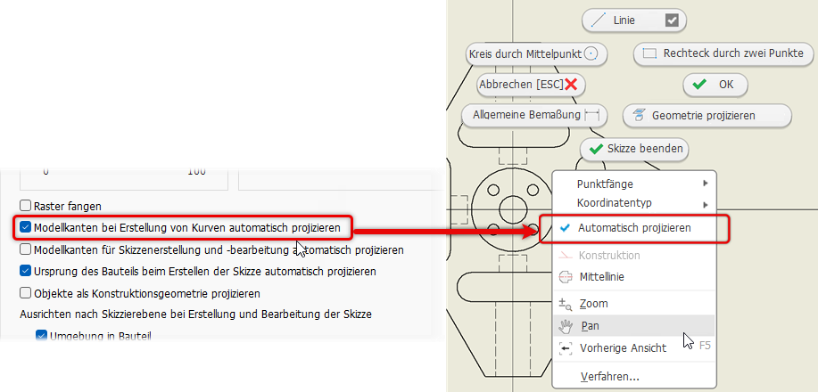 Automatisch projizieren