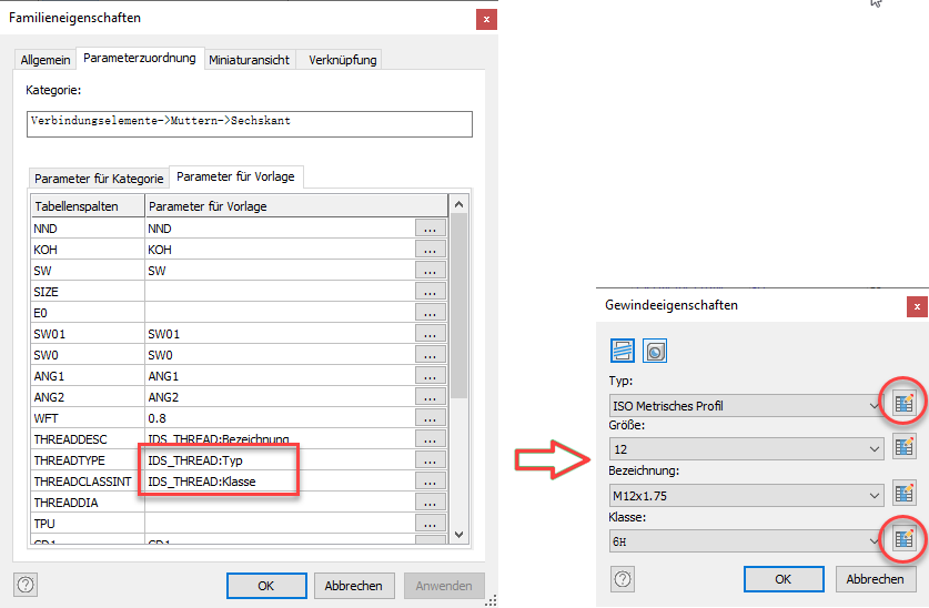 Gewindeeigenschaften