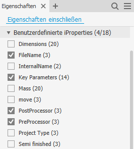 Eigenschaften einschließen