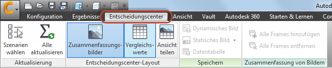 Entscheidungscenter (Registerkarte)