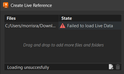 Failed to load Live Data error