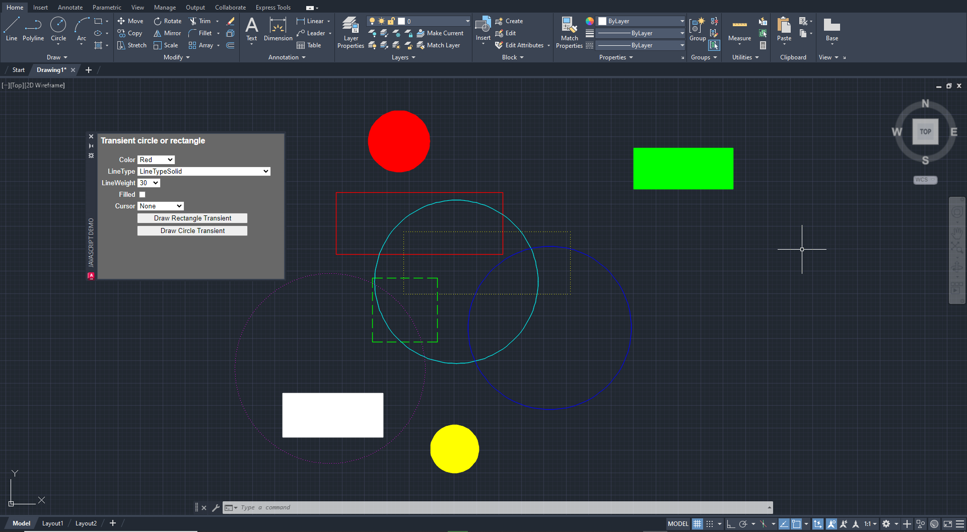 New Palette in AutoCAD using JavaScript and HTML image