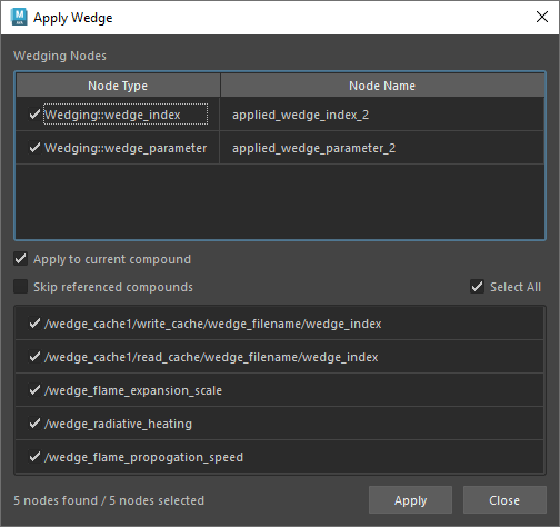Apply Wedge dialog box