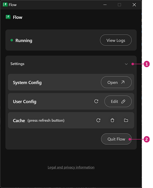 Quit **Flow desktop service**