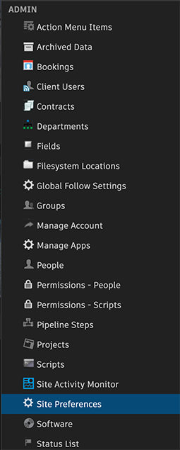 admin menu > site preferences