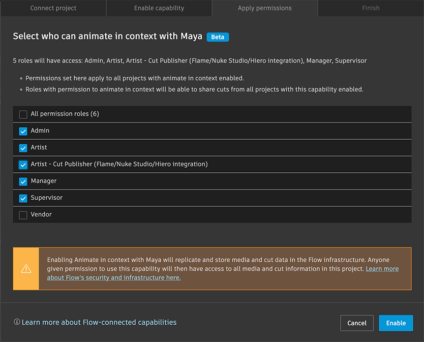 Apply permissions tab