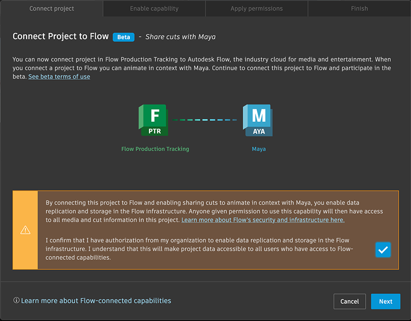 Connect project tab