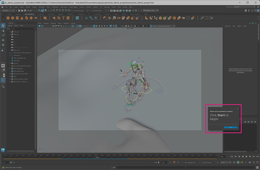 Share cuts to animate in context demo project