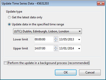 Update Time Series Data Dialog
