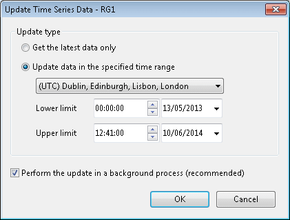 Update Time Series Data Dialog