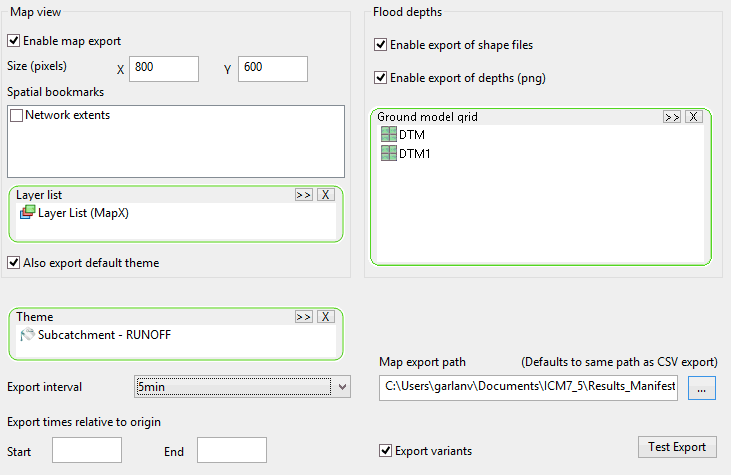 Manifest - Map Export page