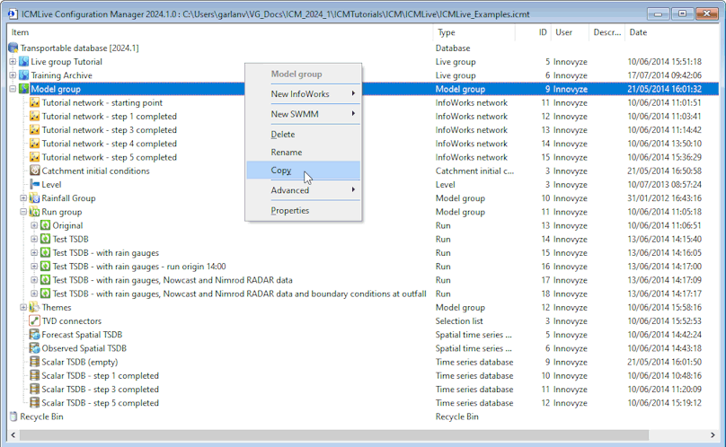 Copying a database item