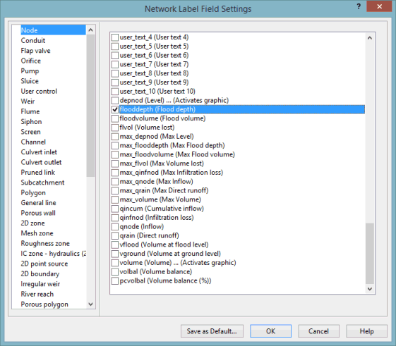 Network Label Field Settings for Node