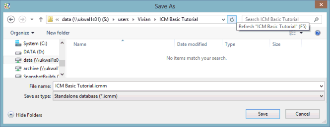 Create New Master Database Dialog