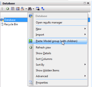 Pasting database items