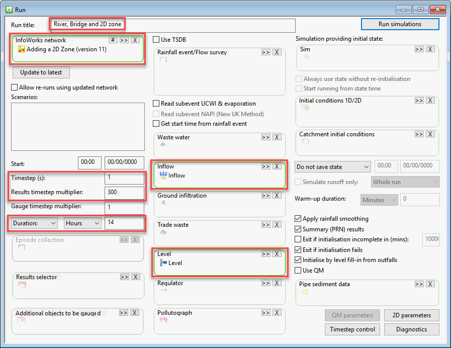 Schedule Run View dialog
