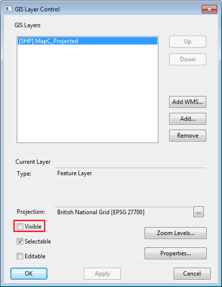Making a layer invisible in the GeoPlan