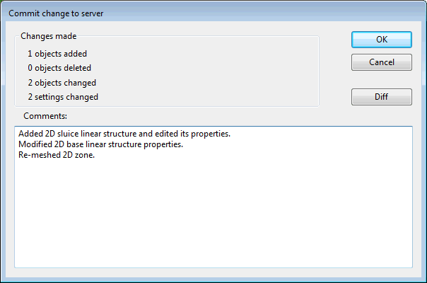 Commit change to server
