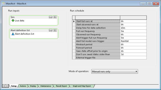 Manifest - Setup page