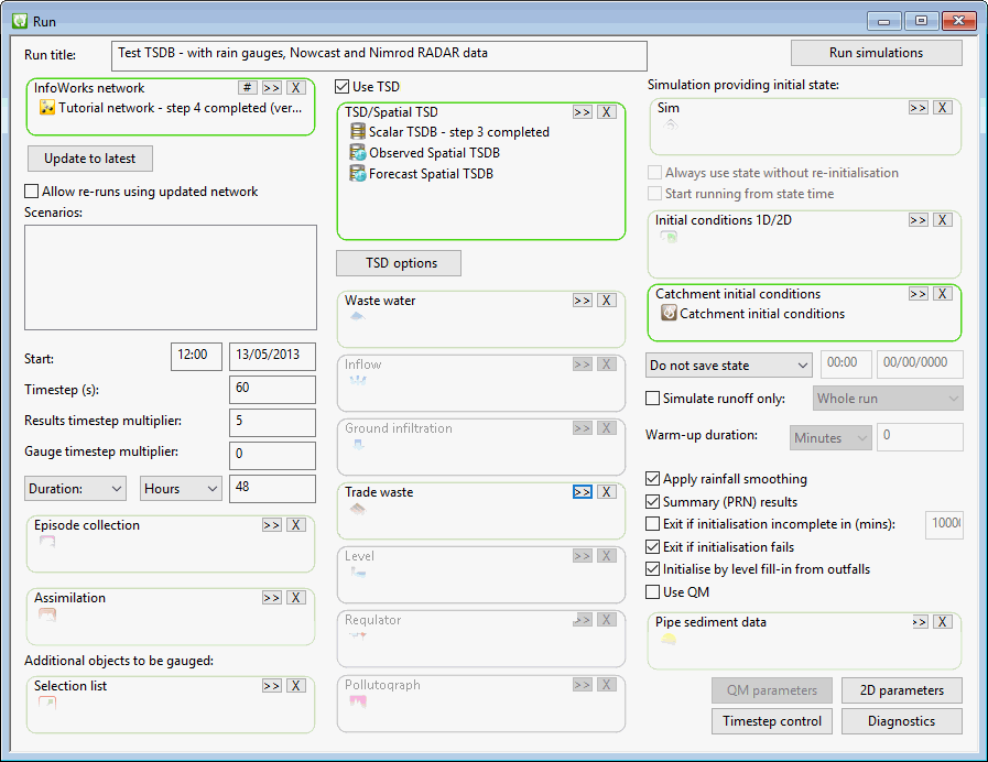 Configuring the run