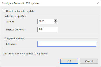Configure Automatic TSD Update Dialog