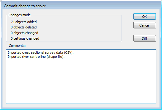 Commit change to server