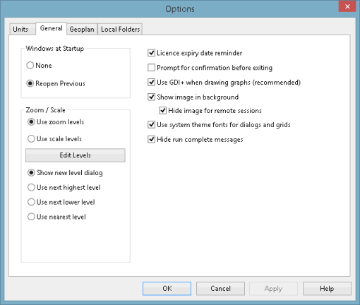 Options dialog - General page