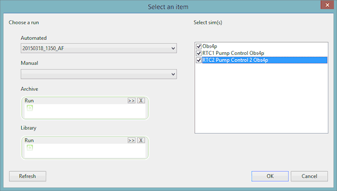 Compare simulation dialog