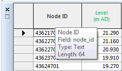 Example of tooltips on grid column headers