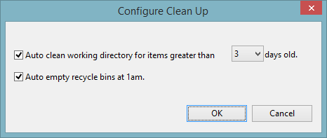 Configure Clean Up dialog