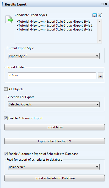 Results Export Window