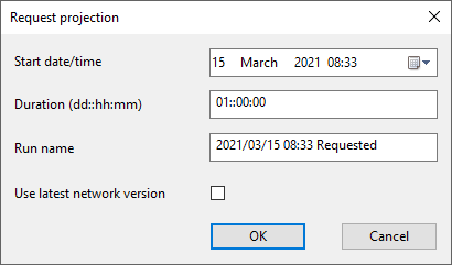 Request Projection dialog
