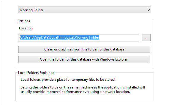 Options Dialog - Local Folders page