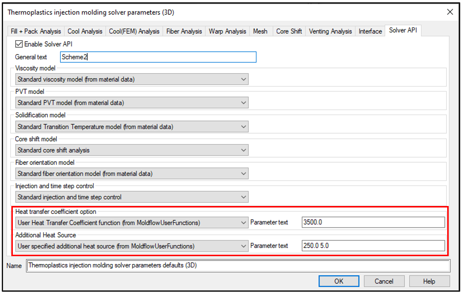 Solver API dialog