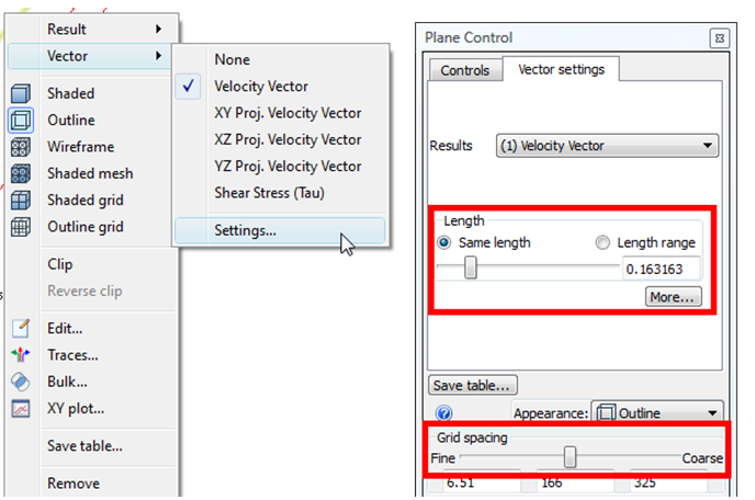 vector settings
