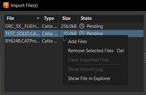 Right-click menu