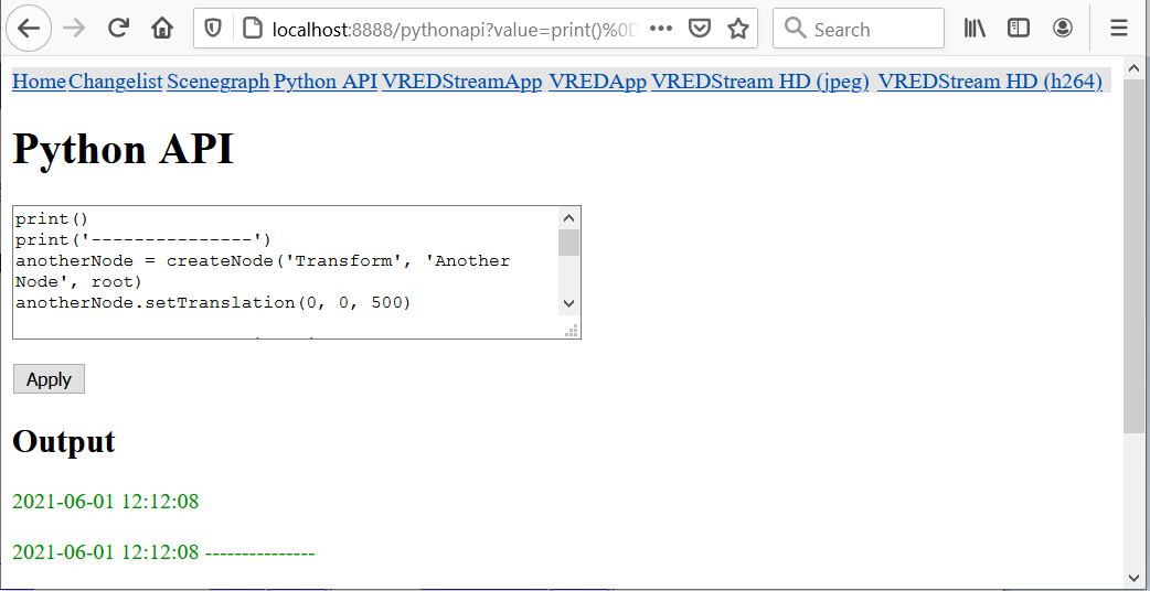 Web interface for the Python API