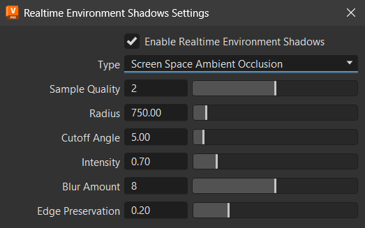 Screen Space Ambient Occlusion settings