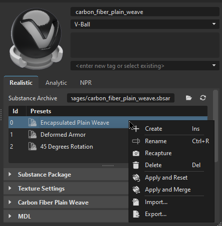 Substance Attributes in the Material Editor